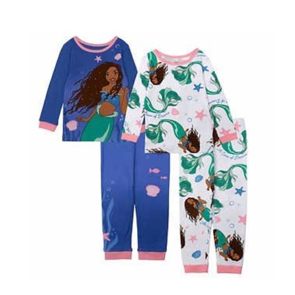Disney Ariel Character Kids' 4-piece Cotton Pajama Set Size 2T New with Tags! - Picture 1 of 7